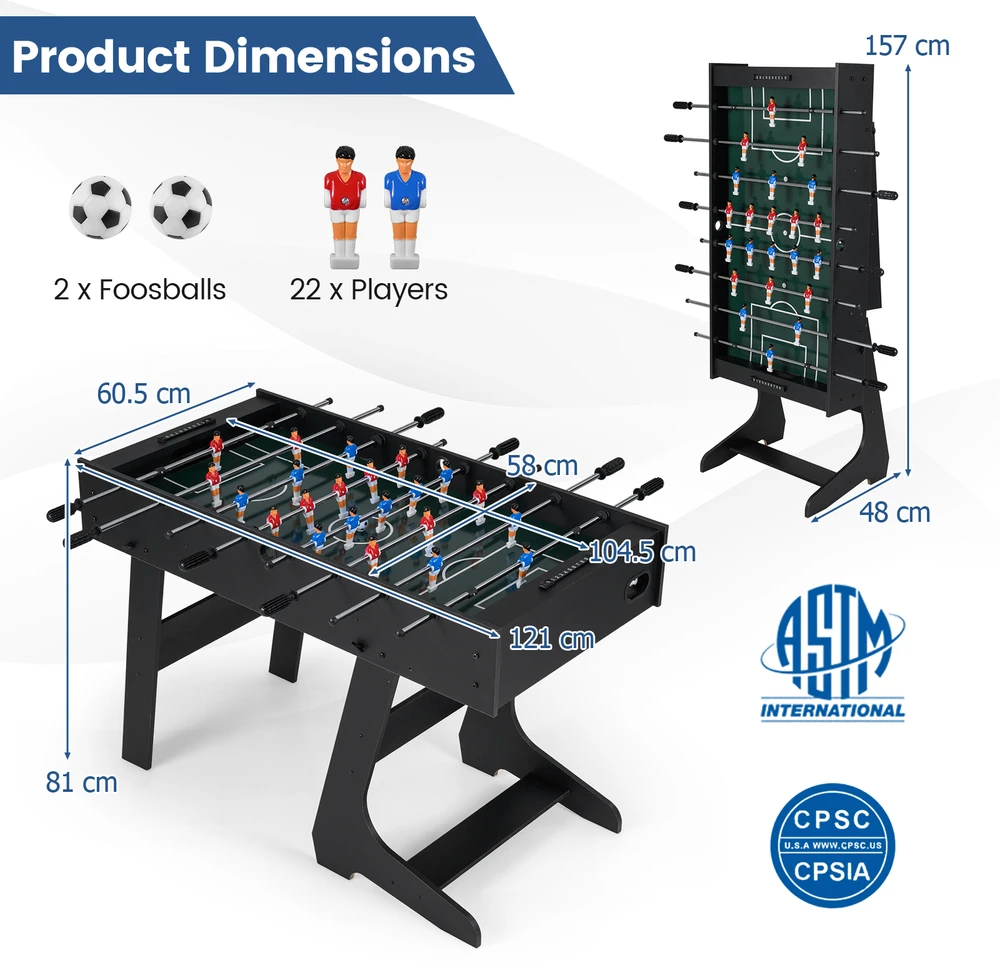 Promotions Stalo futbolo stalas Sulankstomas 122x61x81 cm Juodas