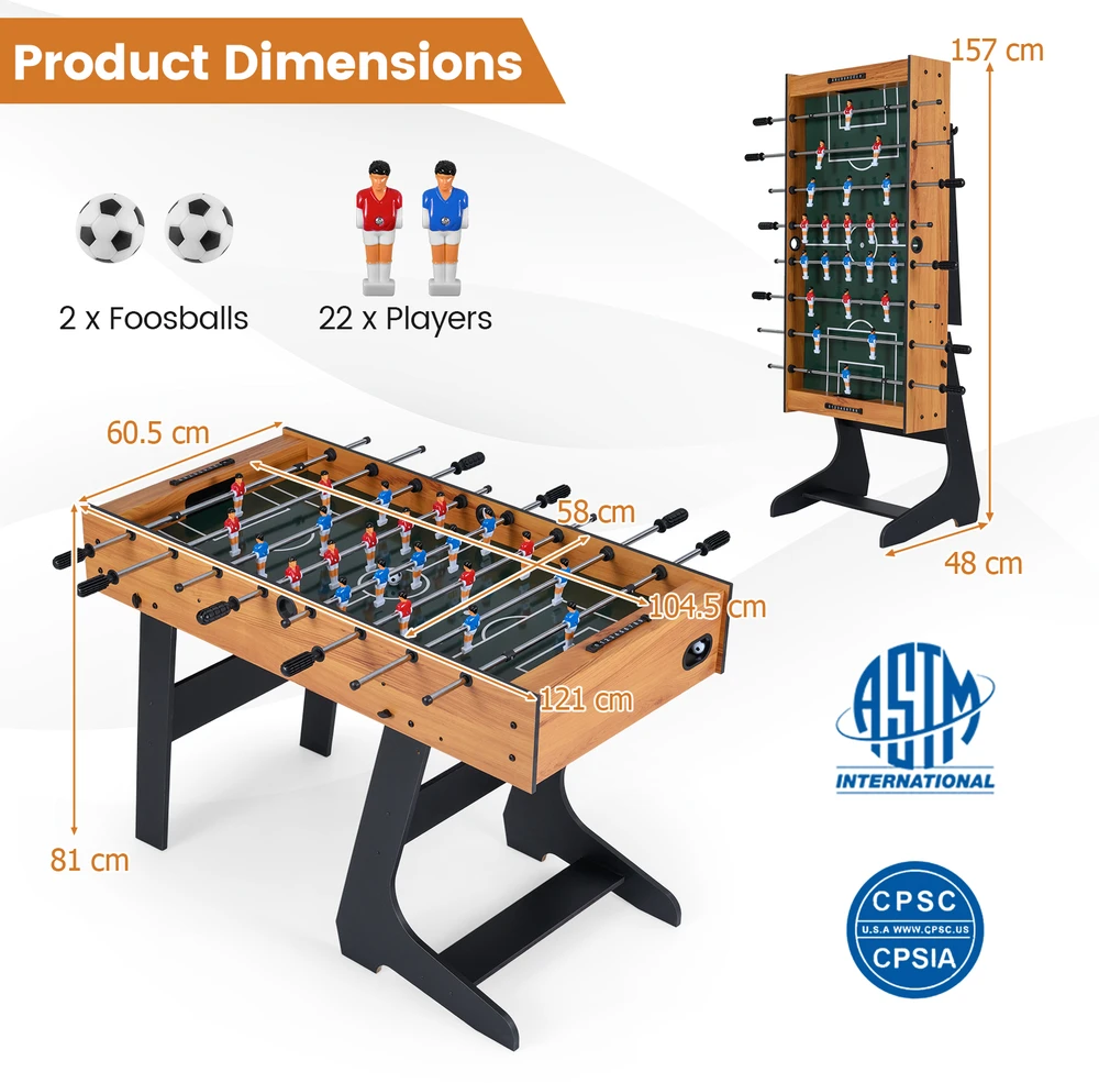 Promotions Stalo futbolo stalas Sulankstomas 122x61x81 cm Natūralus Erdvę taupantis