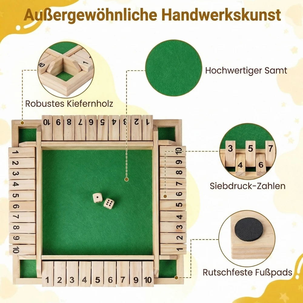 Promotions Stalo žaidimas Shut the Box 30x30x3.8 cm Natūrali mediena
