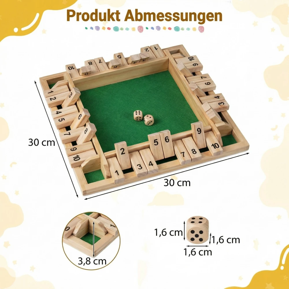 Promotions Stalo žaidimas Shut the Box 30x30x3.8 cm Natūrali mediena