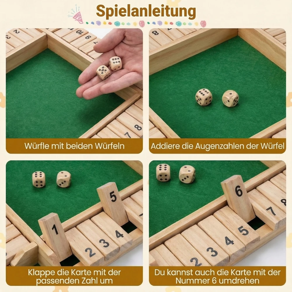 Promotions Stalo žaidimas Shut the Box 30x30x3.8 cm Natūrali mediena