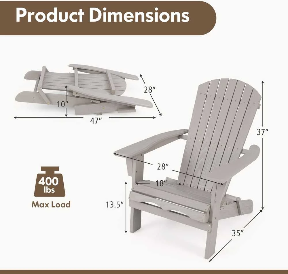 Promotions Sulankstoma Adirondack kėdė, 88,9x71,1x94 cm, pilka