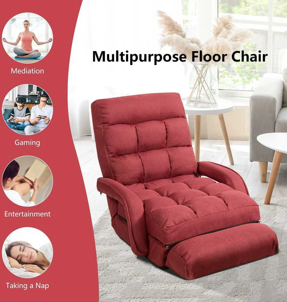 Promotions Sulankstoma grindų kėdė-sofa, 169x55 cm, raudona