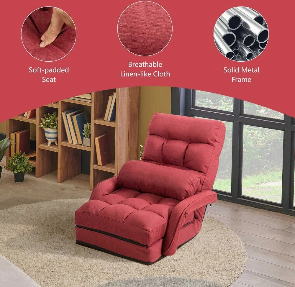 Promotions Sulankstoma grindų kėdė-sofa, 169x55 cm, raudona