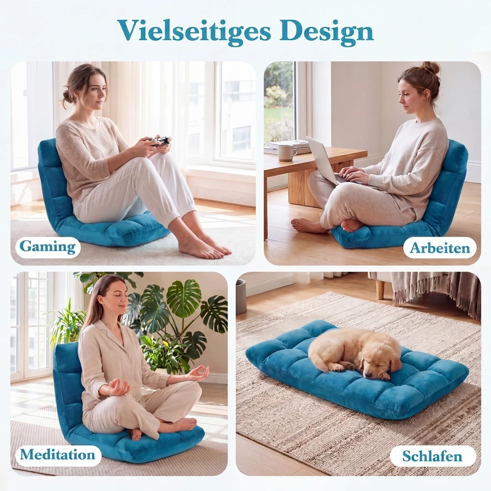 Promotions Sulankstoma grindų kėdė su reguliuojama atlošu tamsiai mėlyna