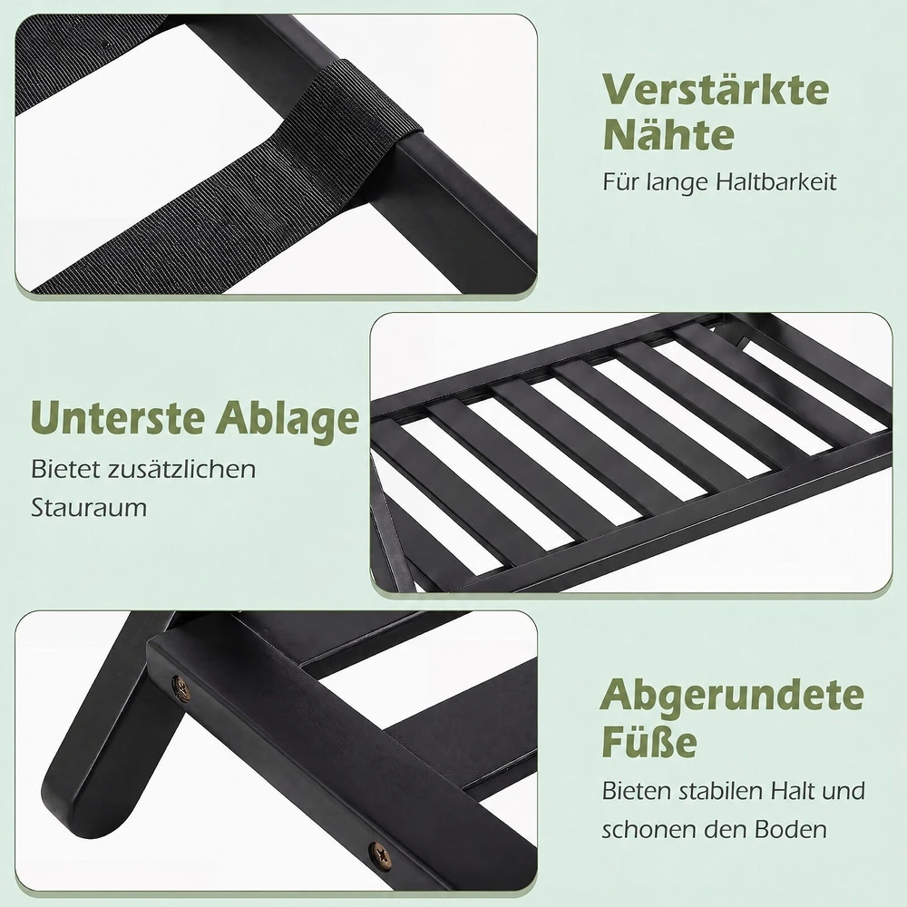 Promotions Sulankstoma lagamino stovėjimo vieta su dirželiais ir lentynomis daiktams 68x43x57 cm juoda/natūrali