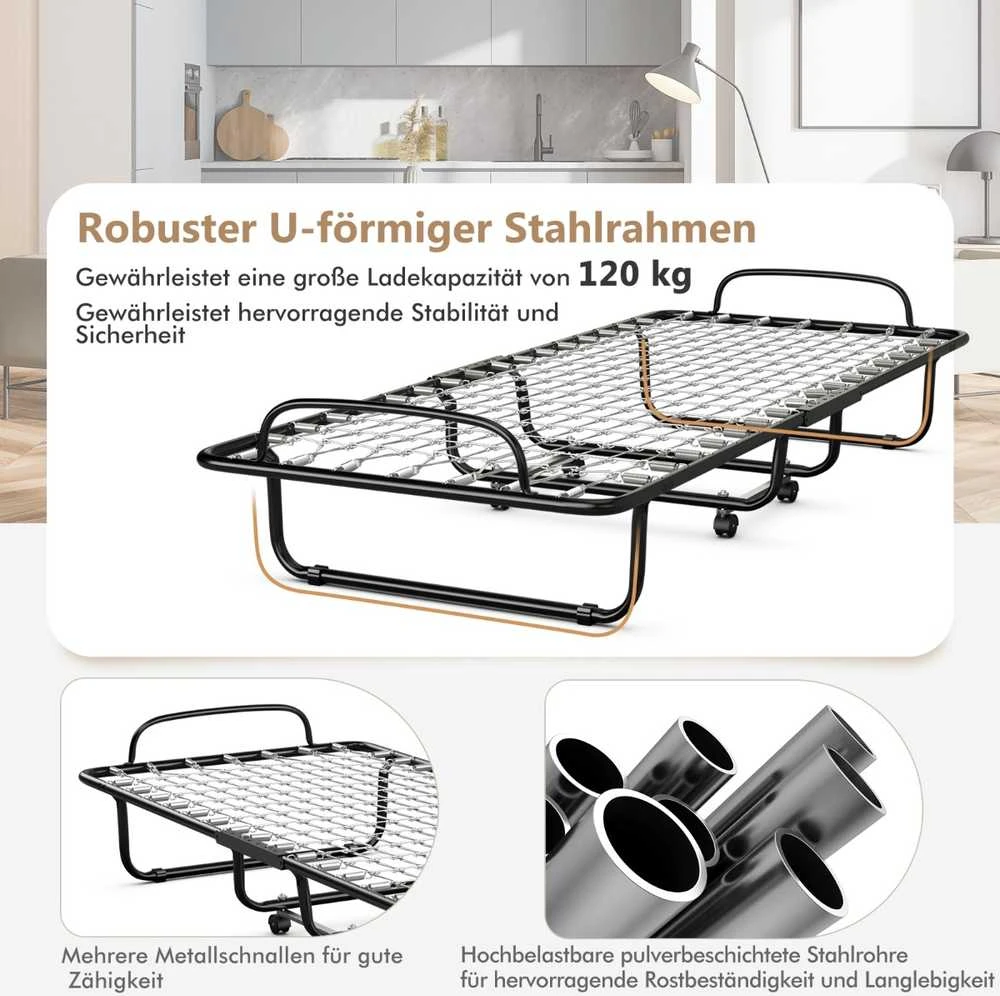 Promotions Sulankstoma lova, 190x80x39 cm, juoda balta