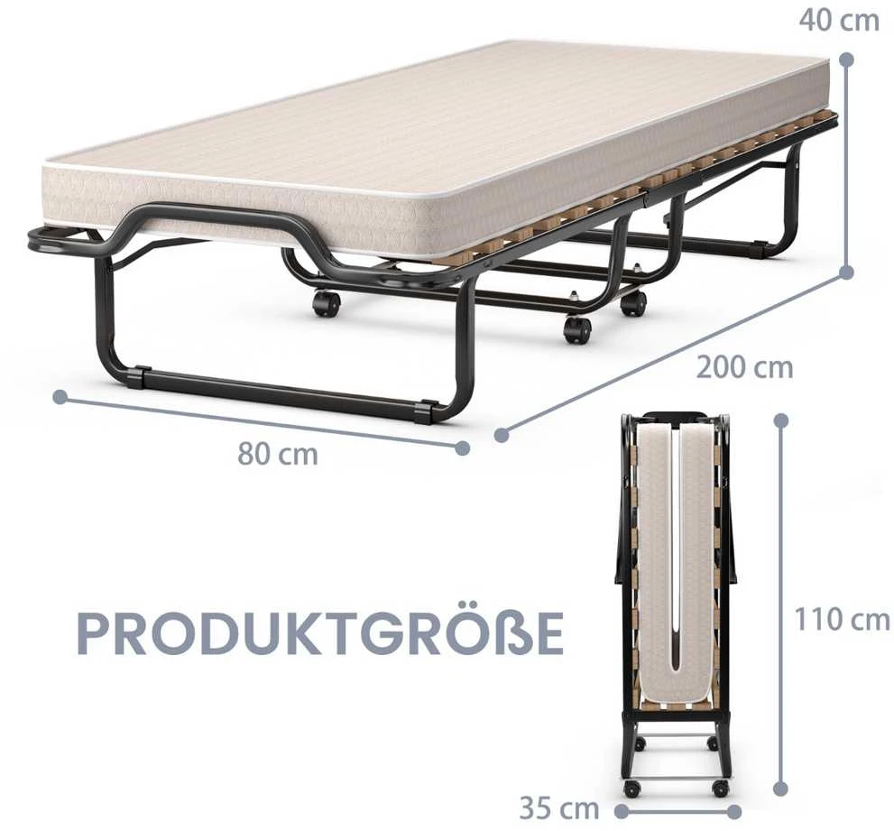 Promotions Sulankstoma lova, 200x80x40 cm, juoda, mėlyna
