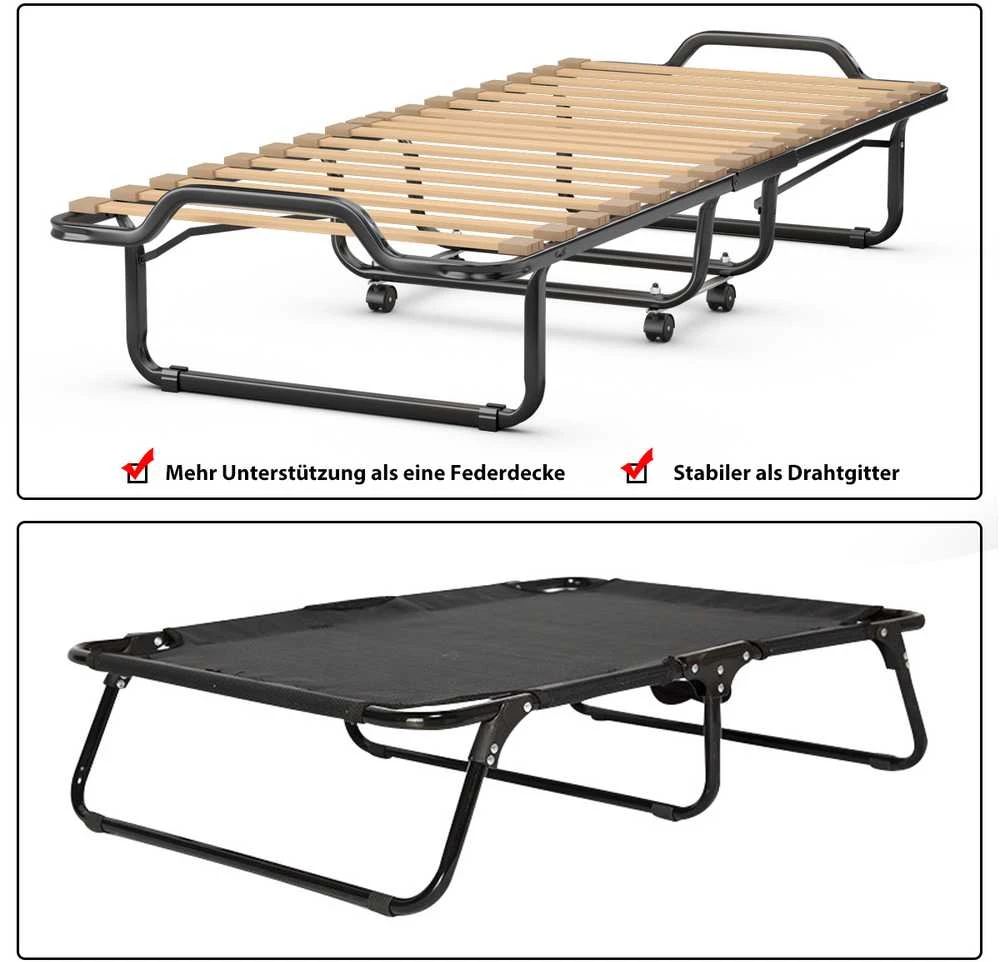 Promotions Sulankstoma lova, 200x80x40 cm, juoda, mėlyna