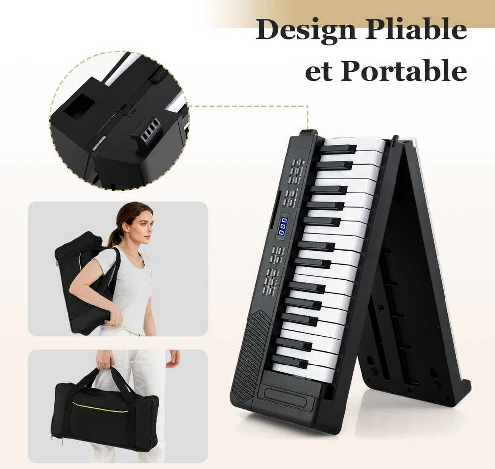 Promotions Sulankstoma pianino klaviatūra 94x22x6 cm juoda, elektroninis instrumentas