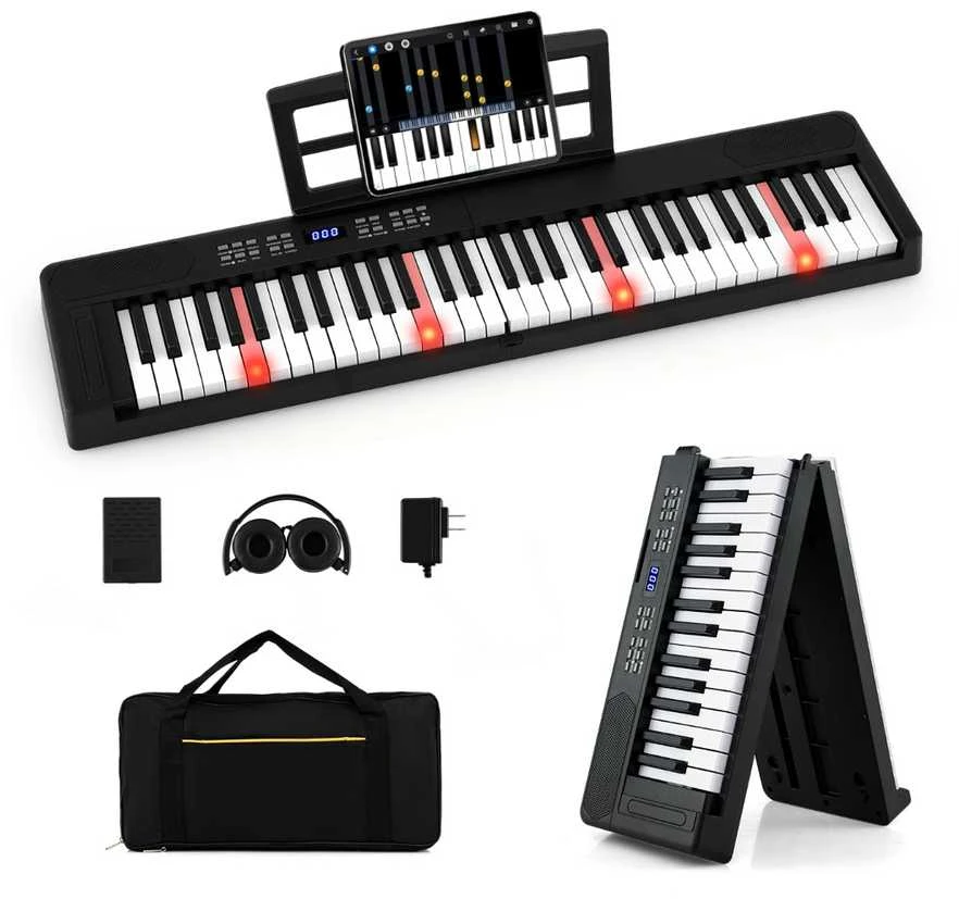 Promotions Sulankstoma pianino klaviatūra 94x22x6 cm juoda, elektroninis instrumentas