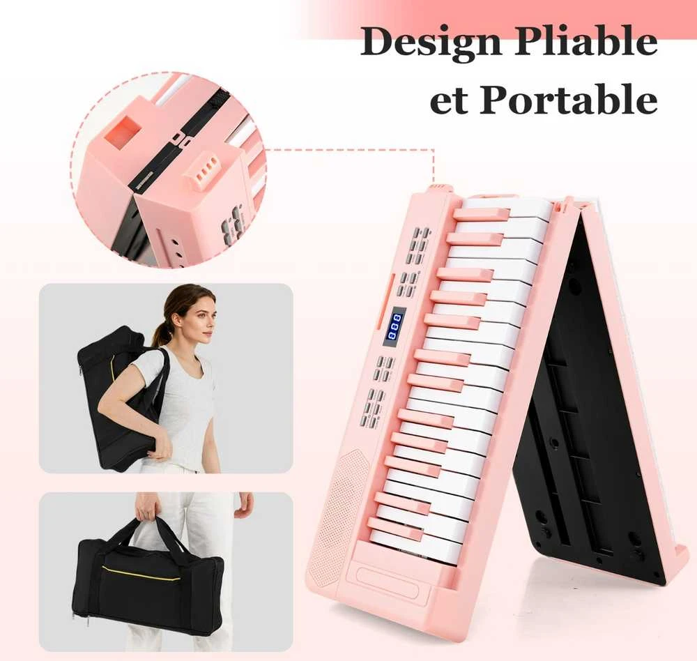 Promotions Sulankstoma pianino klaviatūra 94x22x6 cm rožinė