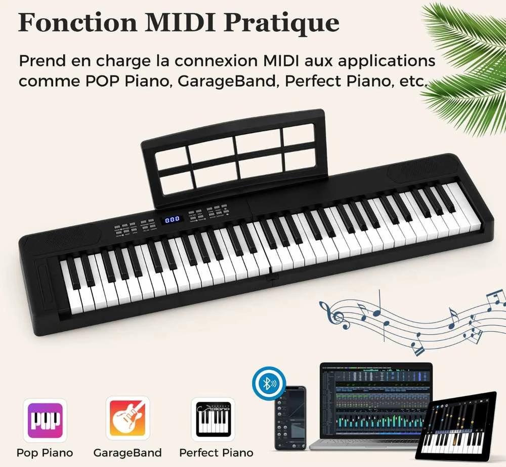 Promotions Sulankstoma pianino klaviatūra 94x22x6 cm juoda, elektroninis instrumentas