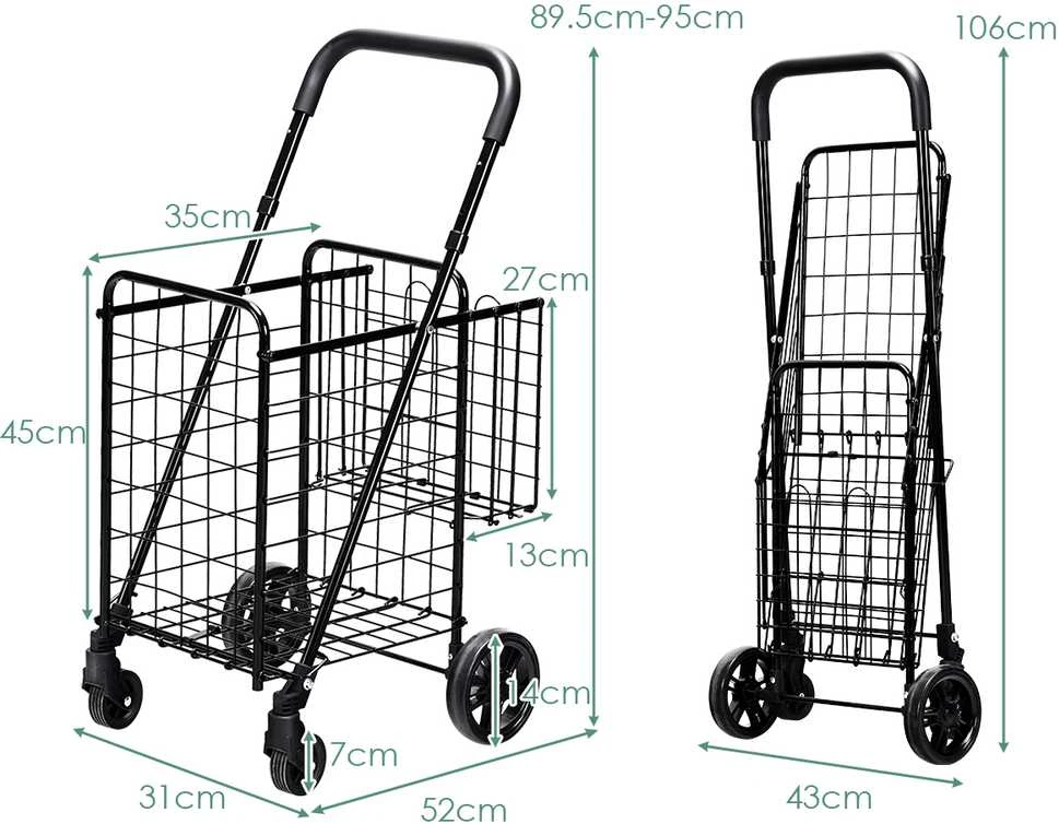 Promotions Sulankstoma pirkinių vežimėlis, 43,2x48,3x88,9/95,3 cm, sidabrinės spalvos