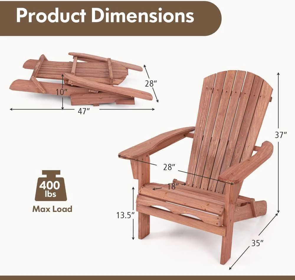Promotions Sulankstomas Adirondack kėdė, 88,9x71,1x94 cm, Ruda
