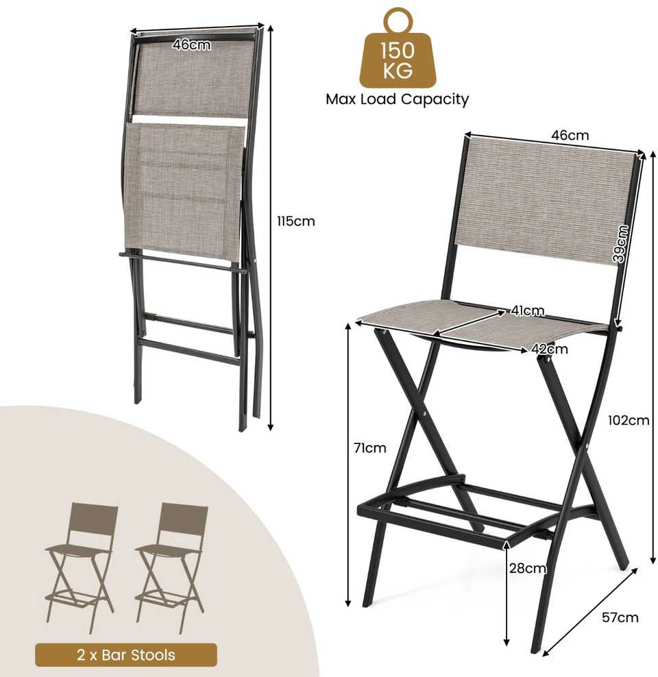 Promotions Sulankstomas baro kėdžių rinkinys, 2 vnt., 45.7x57.2x101.6 cm, Mėlyna, Kavos spalvos