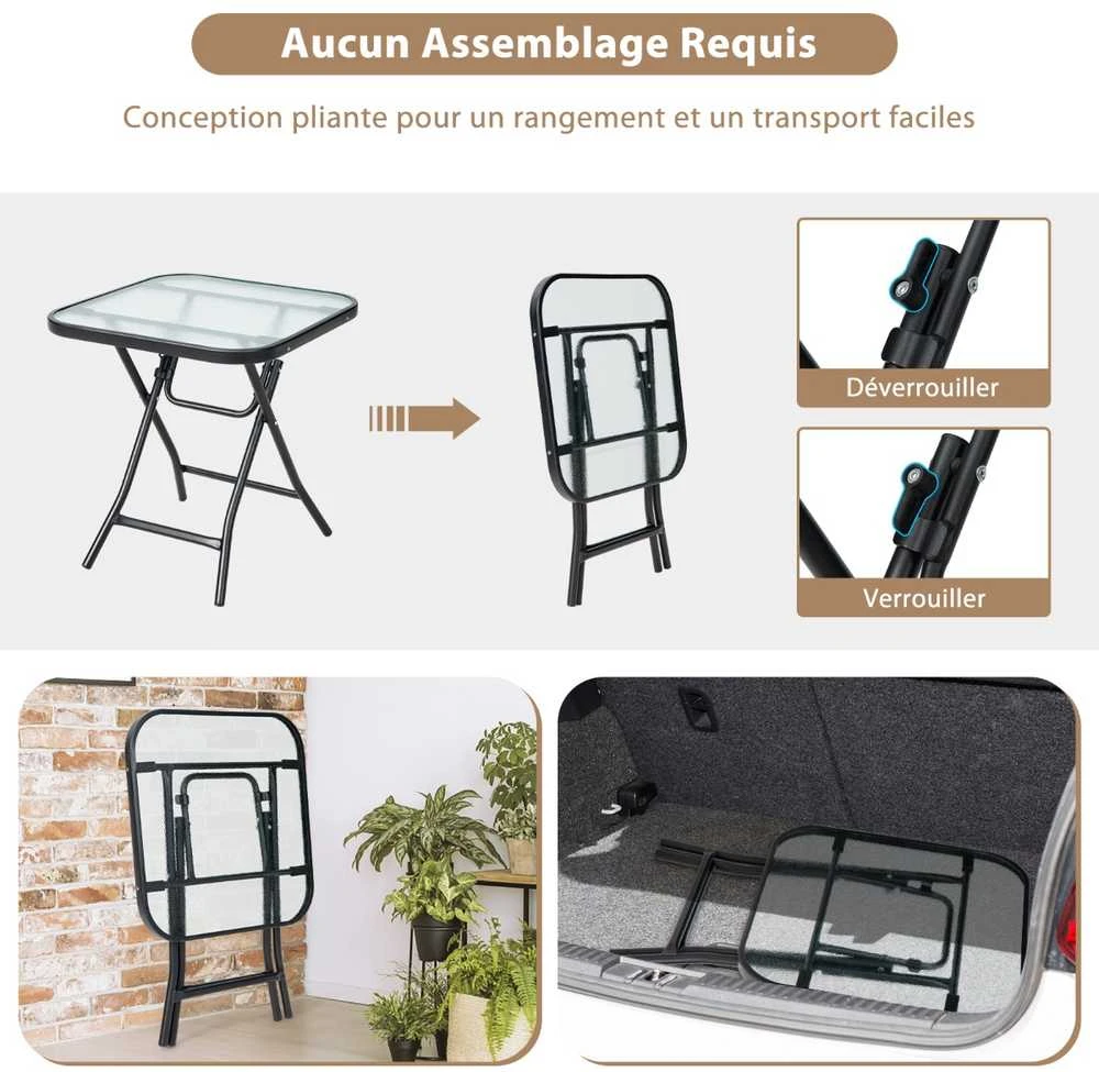Promotions Sulankstomas kavos staliukas, 46,5x46,5x47,5 cm, juodas