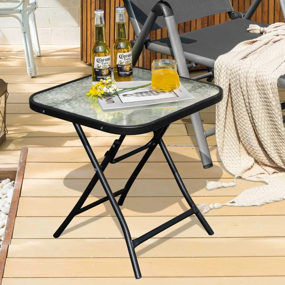 Promotions Sulankstomas kavos staliukas, 46,5x46,5x47,5 cm, juodas