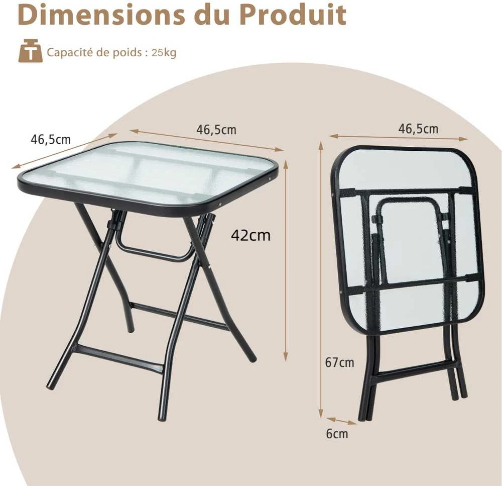 Promotions Sulankstomas kavos staliukas, 46,5x46,5x47,5 cm, juodas