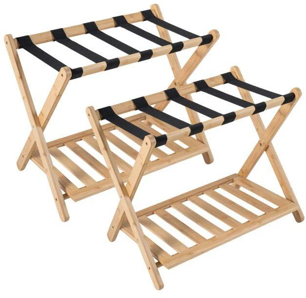 Promotions Sulankstomas lagamino stovas su dirželiais ir lentynomis daiktams 68x43x57 cm natūralios/juodos spalvos