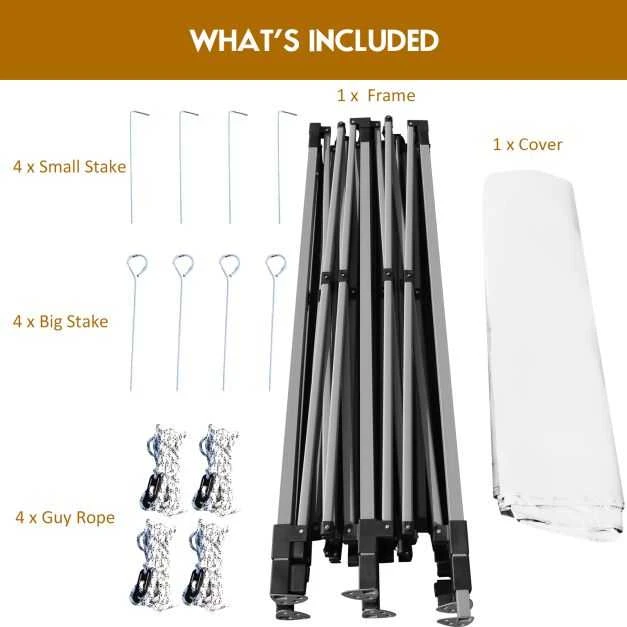 Promotions Sulankstomas palapinės stogelis, 300D Oksfordo audinys ir plienas, 305x305x305 cm, baltas