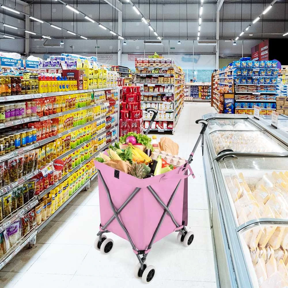 Promotions Sulankstomas pirkinių vežimėlis, 66x46x94,5 cm, rožinis