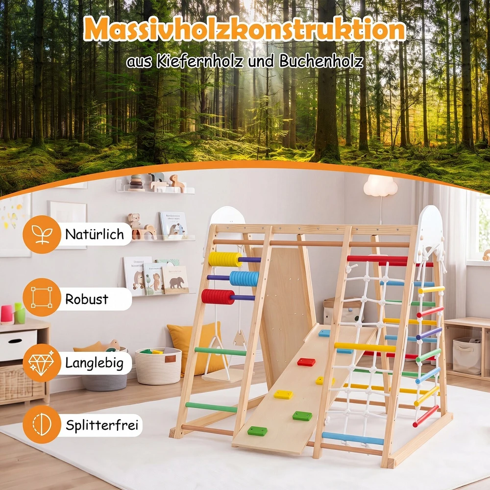 Promotions Sulankstomas vidaus džiunglių žaidimų aikštelė vaikams 8 viename 119,4x115,6x116,8 cm spalvota