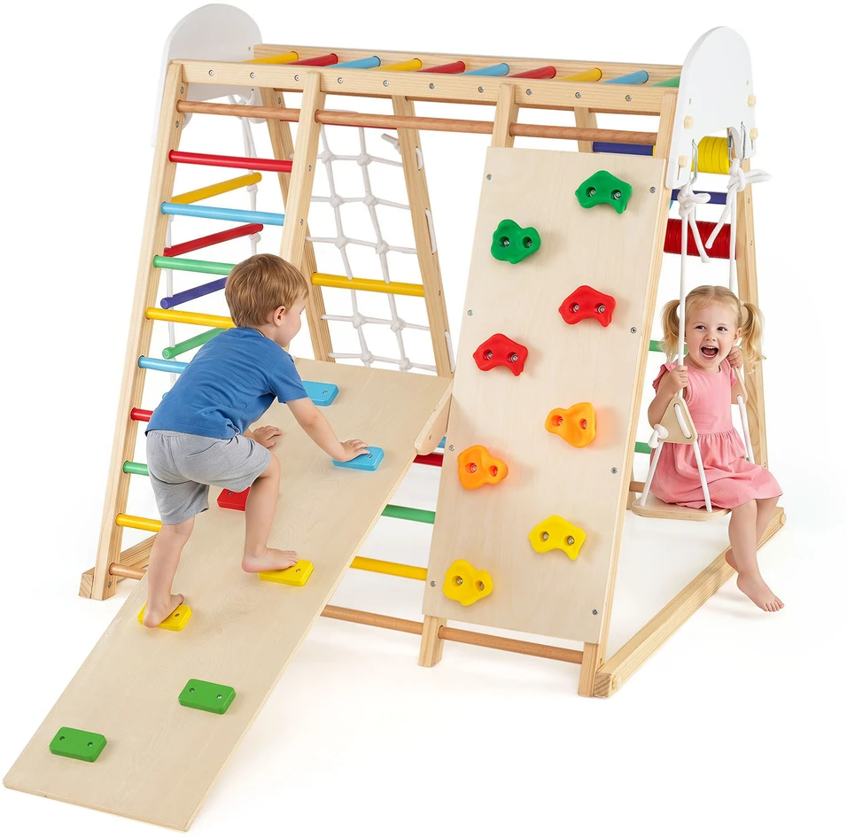 Promotions Sulankstomas vidaus džiunglių žaidimų aikštelė vaikams 8 viename 119,4x115,6x116,8 cm spalvota