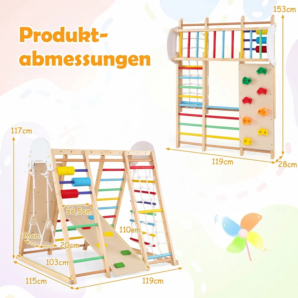 Promotions Sulankstomas vidaus džiunglių žaidimų aikštelė vaikams 8 viename 119,4x115,6x116,8 cm spalvota