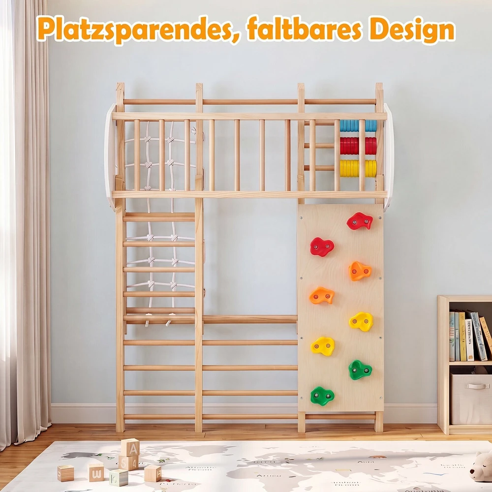 Promotions Sulankstomas vidaus džiunglių žaidimų aikštelė vaikams 8-in-1 119x115,6x116,8 cm natūrali