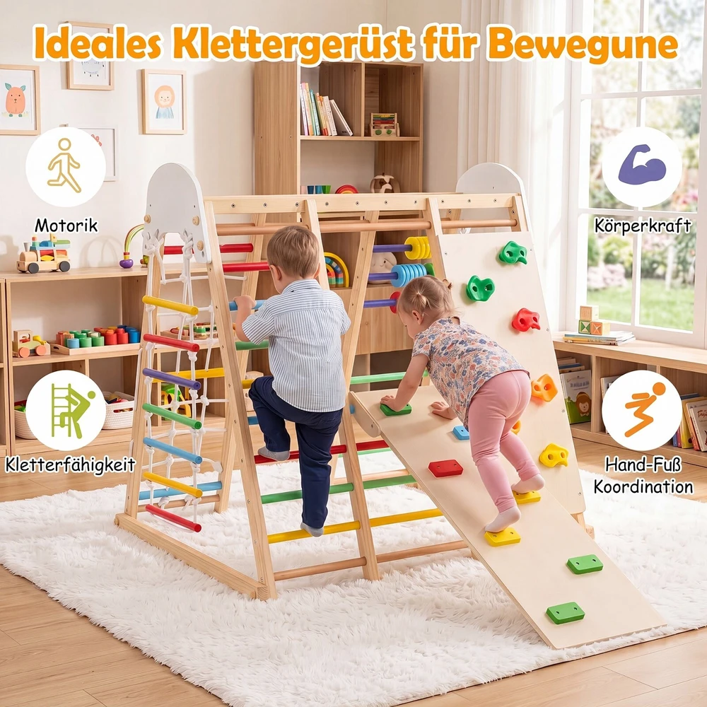 Promotions Sulankstomas vidaus džiunglių žaidimų aikštelė vaikams 8 viename 119,4x115,6x116,8 cm spalvota