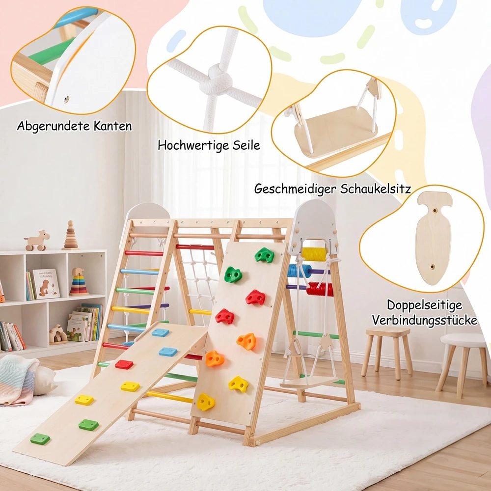 Promotions Sulankstomas vidaus džiunglių žaidimų aikštelė vaikams 8 viename 119,4x115,6x116,8 cm spalvota