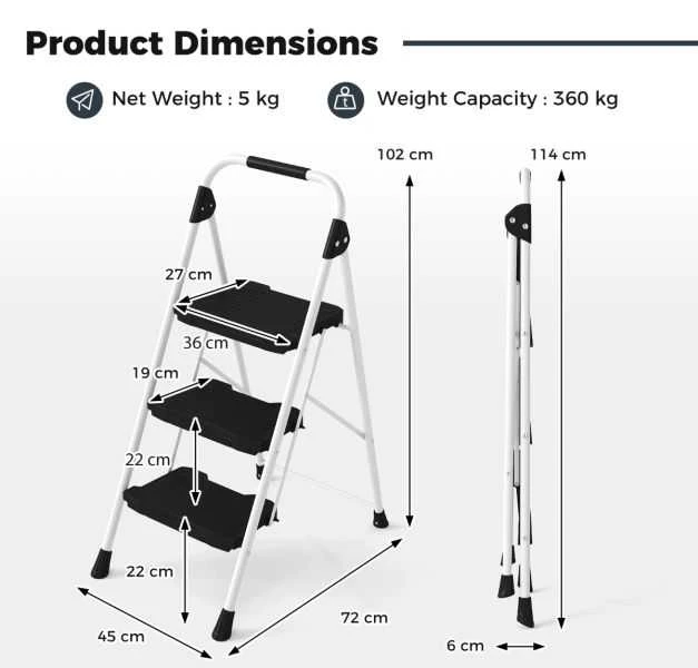 Promotions Sulankstomos kopėčios, 72x45x102 cm, juoda, anglinis plienas