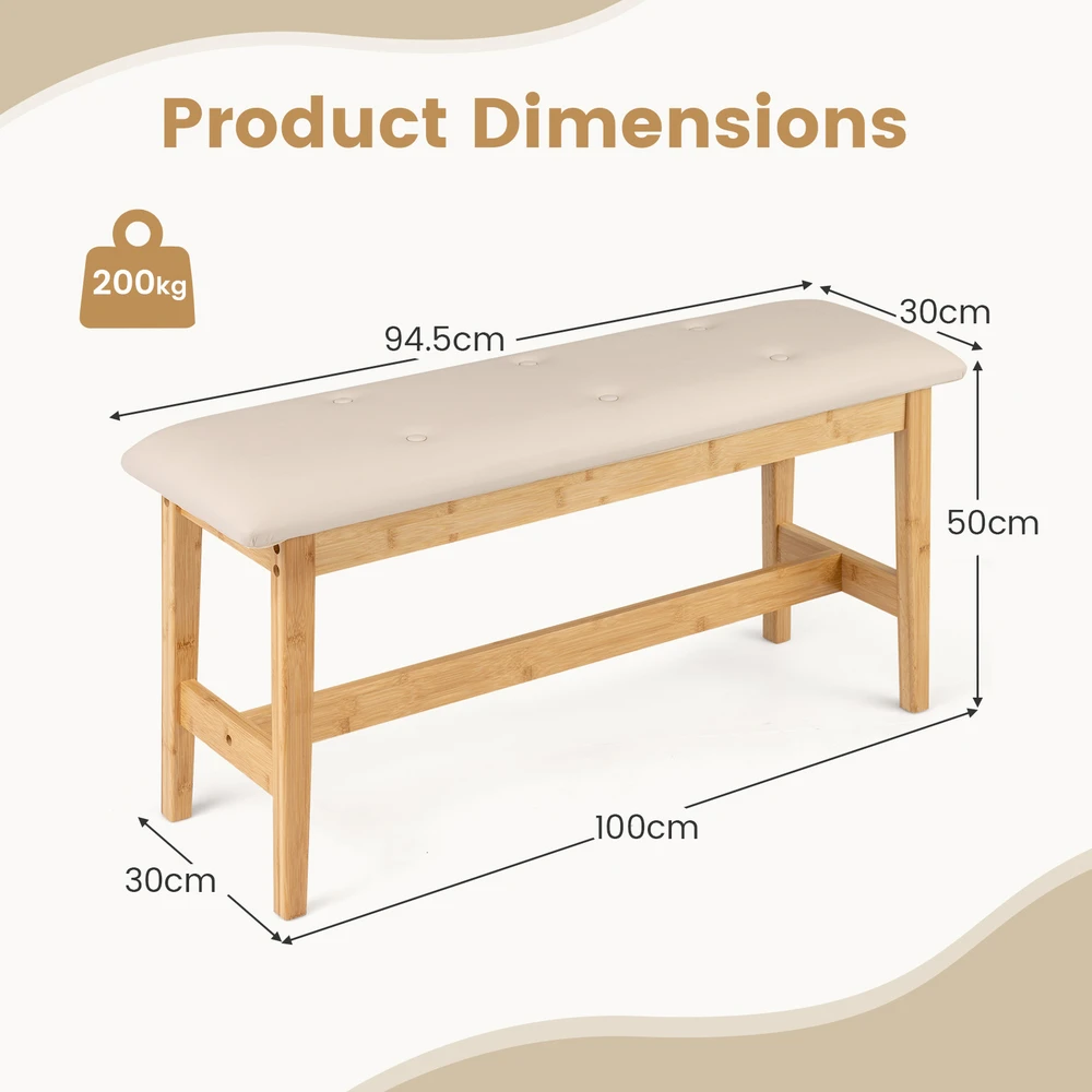 Promotions Suoliukas 100x30x50 cm, smėlio spalvos, PU odos apmušalas