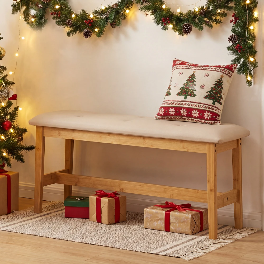 Promotions Suoliukas 100x30x50 cm, smėlio spalvos, PU odos apmušalas