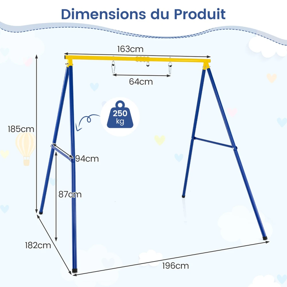 Promotions Sūpynių Rėmas 194x184x180 cm Geltona Metalinė Konstrukcija