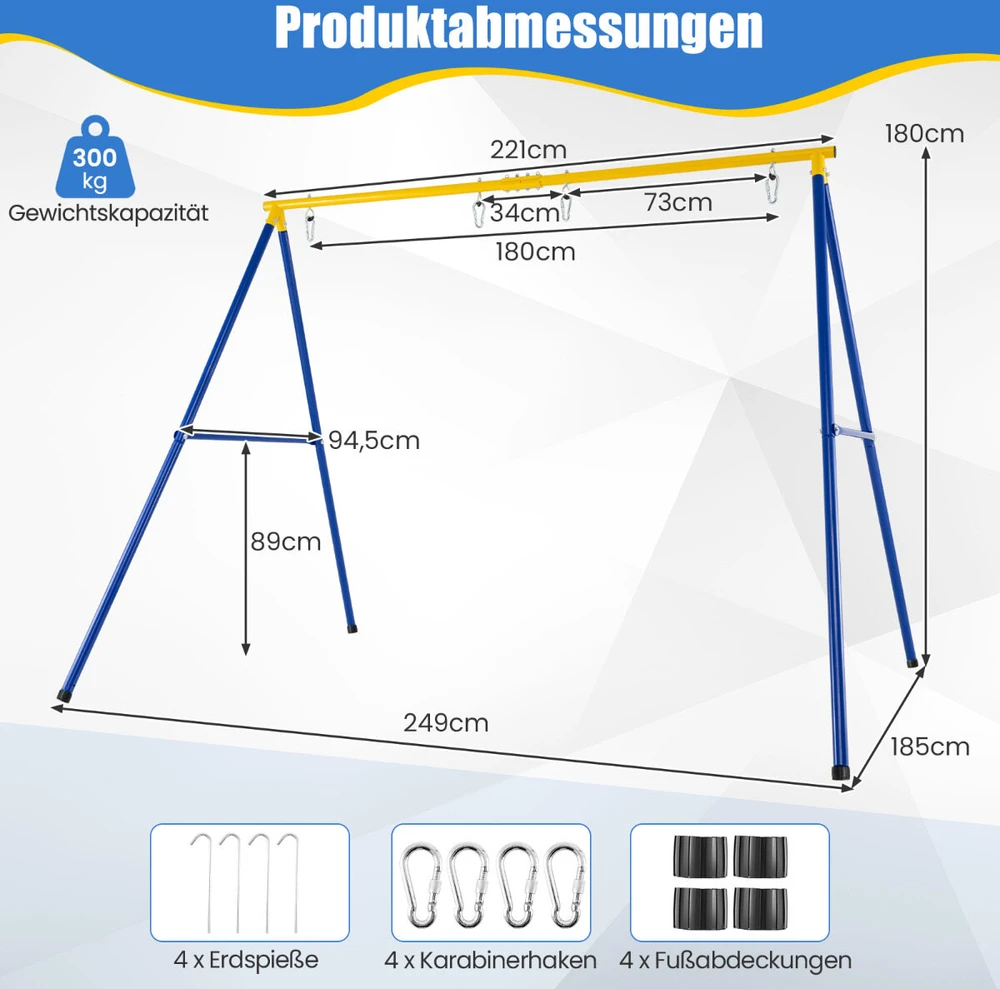 Promotions Sūpynių rinkinys 2 vnt. 249x185x181,5 cm mėlyna/geltona