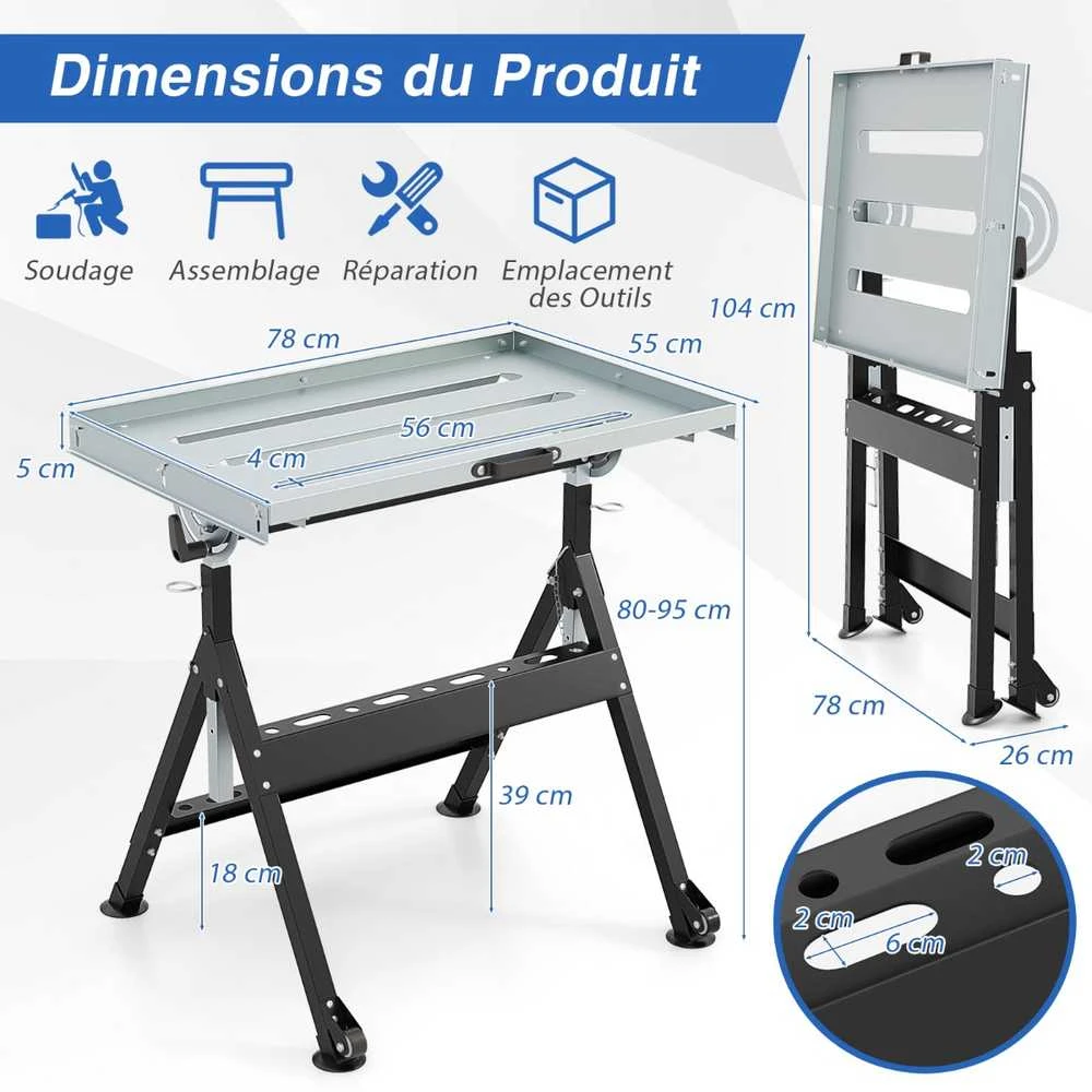 Promotions Suvirinimo stalas, 76x51 cm, Juodas