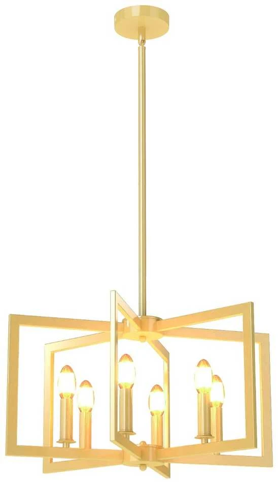 Promotions Šviestuvas, 6 lempų geometrinis pakabinamas šviestuvas, 54x54x67-157 cm, bronzinis, metalas