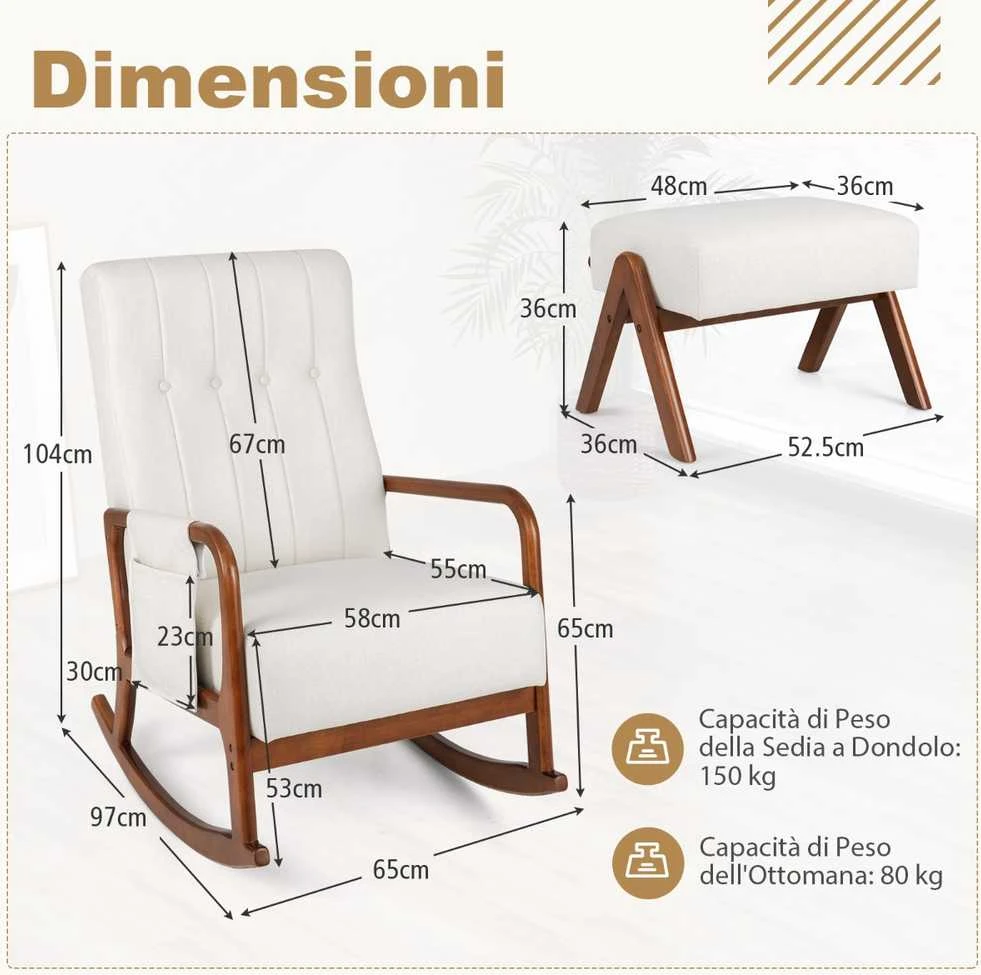 Promotions Supamoji kėdė su pakoju, 65x97x104 cm, smėlio spalvos