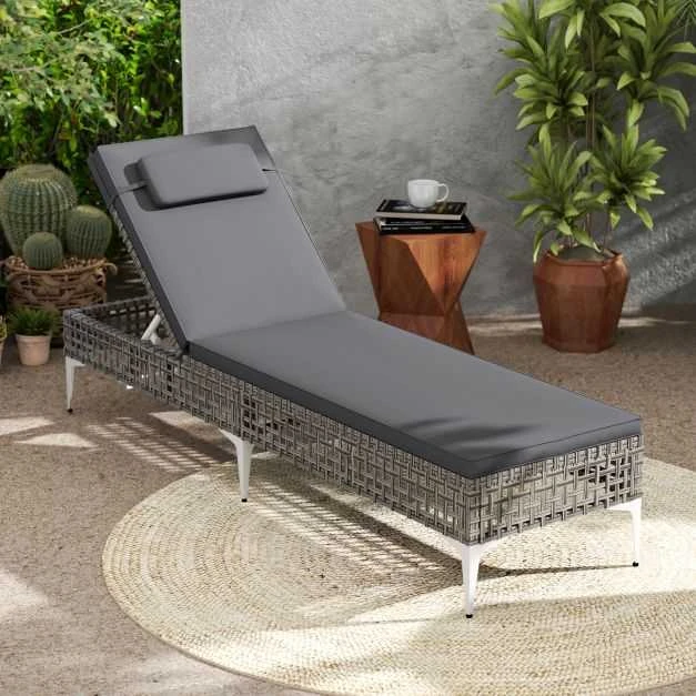 Promotions Lauko gultas, 194x55x32-94 cm, pilkos spalvos