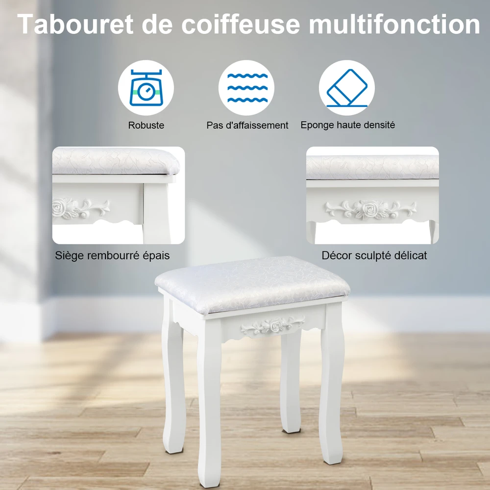 Promotions Tualetinis staliukas su LED apšvietimu ir 4 stalčiais 75x40x145 cm baltas