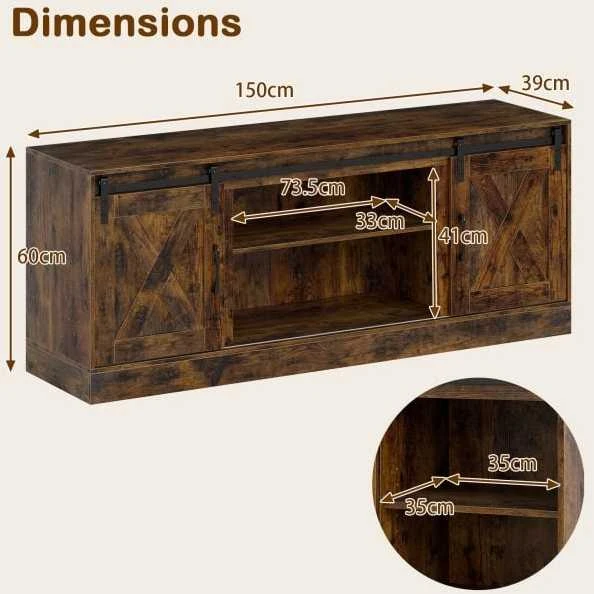 Promotions TV staliukas, 150x39x60 cm, rudas, su laikymo vieta