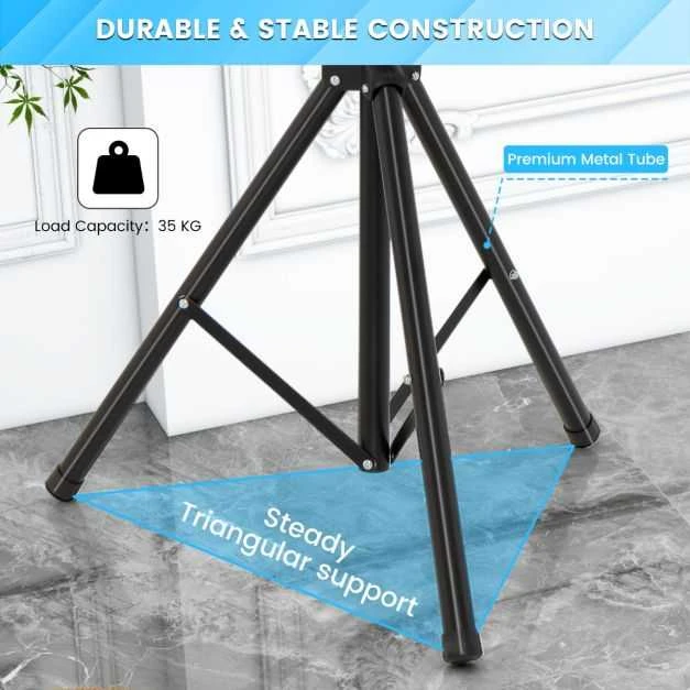Promotions TV staliukas, reguliuojamo aukščio, 93x93x144-208,5 cm, juodas, metalas