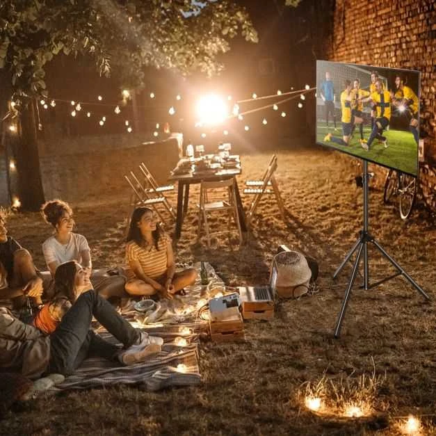 Promotions TV staliukas, reguliuojamo aukščio, 93x93x144-208,5 cm, juodas, metalas