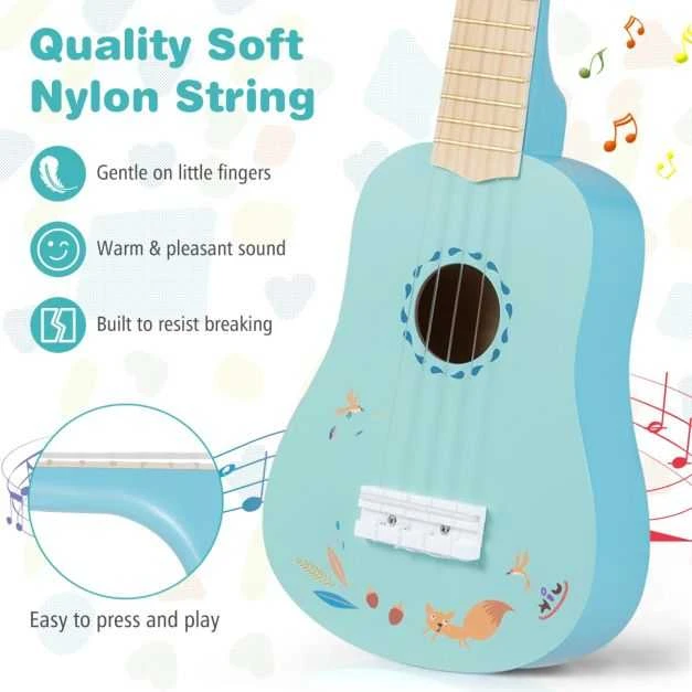 Promotions Ukulelė 17.8x6.4x53.3 cm šviesiai mėlyna, liepos mediena