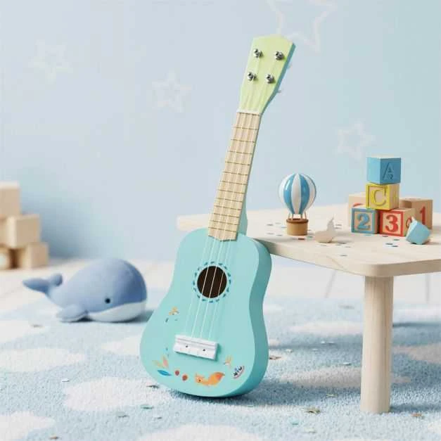 Promotions Ukulelė 17.8x6.4x53.3 cm šviesiai mėlyna, liepos mediena