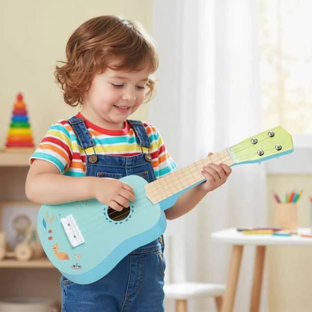 Promotions Ukulelė 17.8x6.4x53.3 cm šviesiai mėlyna, liepos mediena