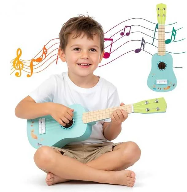 Promotions Ukulelė 17.8x6.4x53.3 cm šviesiai mėlyna, liepos mediena