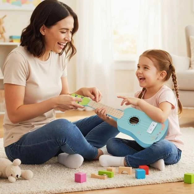 Promotions Ukulelė 17.8x6.4x53.3 cm šviesiai mėlyna, liepos mediena